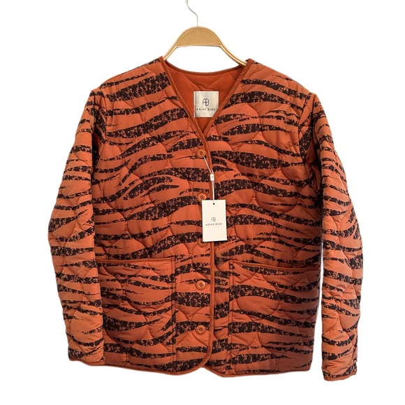NWT Anine Bing Andy Bomber Quilted Jacket Color Rust Zebra Size XS - Picture 12 of 16